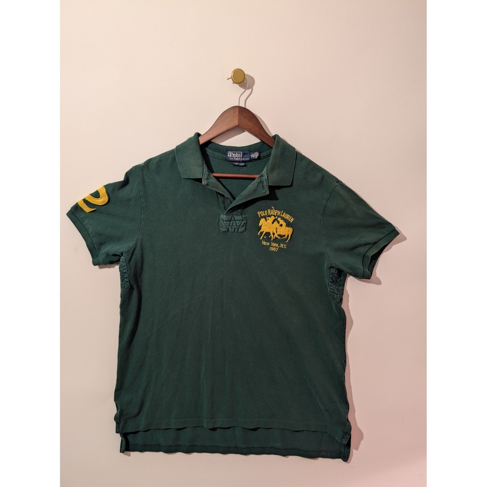 Polo Ralph Lauren Polo Shirt Mens XL Green Good Big Pony Custom Fit Sporty